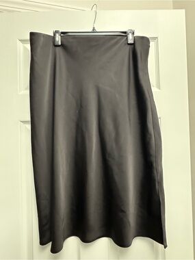 Nine West Black Faux-Leather Midi Skirt